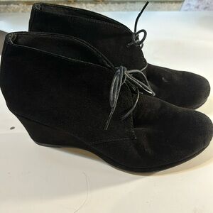 Clarks black wedge booties 11